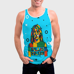 Майка-безрукавка мужская Билли Айлиш из разноцветной мозаики, цвет: 3D-белый — фото 2