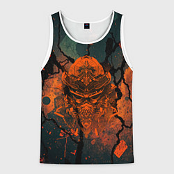 Майка-безрукавка мужская Шлем кибернетического самурая, цвет: 3D-белый