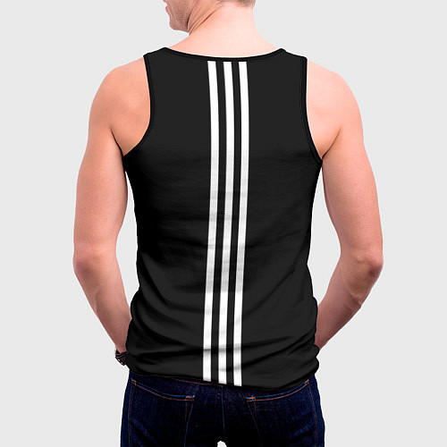 Мужская майка без рукавов Россия три полоски / 3D-Черный – фото 4