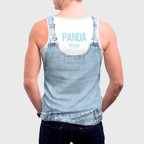 Мужская майка без рукавов Панда в кармашке комбинезона / 3D-Белый – фото 4
