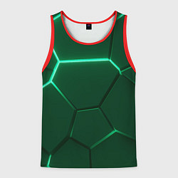 Майка-безрукавка мужская Зеленые плиты с неоном, цвет: 3D-красный