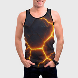 Майка-безрукавка мужская Молнии и черные объемные плиты, цвет: 3D-черный — фото 2