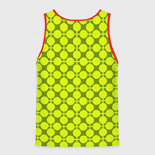 Мужская майка без рукавов Желто зеленый неоновый узор ретро в горох / 3D-Красный – фото 2