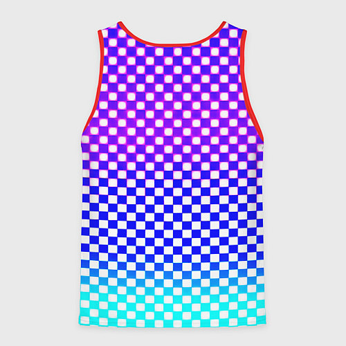 Мужская майка без рукавов Monster шахматная клетка градиент / 3D-Красный – фото 2