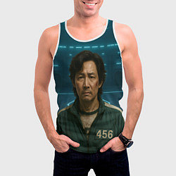 Майка-безрукавка мужская Игрок 456 грустный - Игра в кальмара, цвет: 3D-белый — фото 2