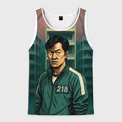 Майка-безрукавка мужская Игрок 218 из Игры в кальмара, цвет: 3D-белый