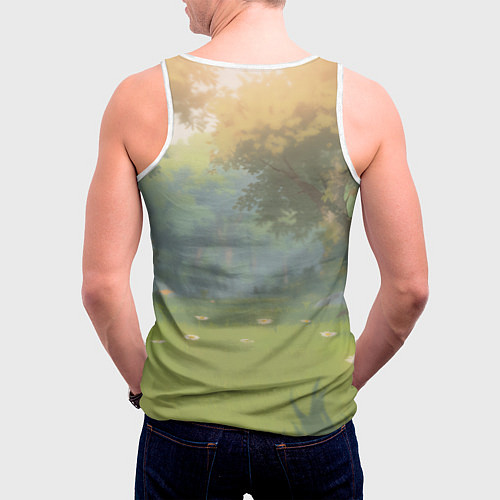Мужская майка без рукавов Маленький утенок на поляне / 3D-Белый – фото 4