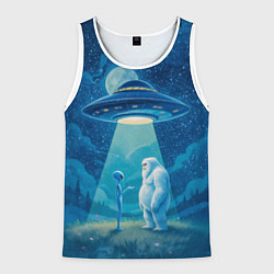 Майка-безрукавка мужская Пришелец и снежный человек, цвет: 3D-белый
