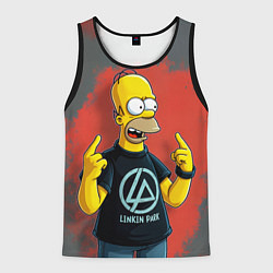 Мужская майка без рукавов Гомер в футболке Linkin Park