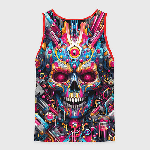 Мужская майка без рукавов Art cyber skull - ai art fantasy / 3D-Красный – фото 2