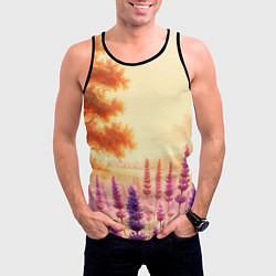 Майка-безрукавка мужская Поле цветочное, цвет: 3D-черный — фото 2