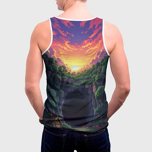 Мужская майка без рукавов Дракон края и Стив - Майнкрафт арт / 3D-Белый – фото 4