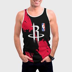 Майка-безрукавка мужская Хьюстон Рокетс - брызги краски, цвет: 3D-белый — фото 2