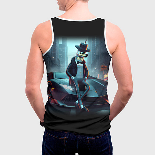 Мужская майка без рукавов Бендер счастливый владелец Ламборджини / 3D-Белый – фото 4