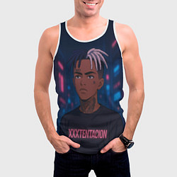 Майка-безрукавка мужская XXXTentacion - Неоновый аниме арт, цвет: 3D-белый — фото 2
