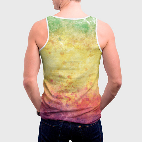 Мужская майка без рукавов Абстракция - layers of green, yellow and red / 3D-Белый – фото 4