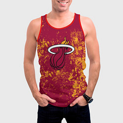 Майка-безрукавка мужская Майами Хит - брызги красок, цвет: 3D-красный — фото 2
