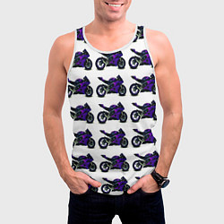 Майка-безрукавка мужская Motorcycle purple gloss, цвет: 3D-белый — фото 2