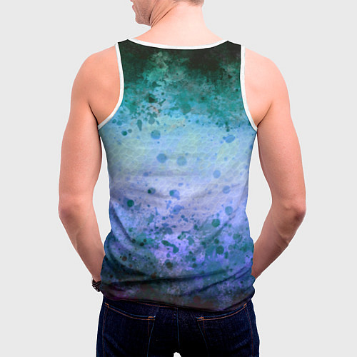 Мужская майка без рукавов Абстракция - blue-green acid / 3D-Белый – фото 4