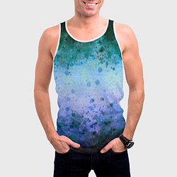 Майка-безрукавка мужская Абстракция - blue-green acid, цвет: 3D-белый — фото 2