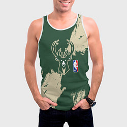 Майка-безрукавка мужская Милуоки Бакс - разлитая краска, цвет: 3D-белый — фото 2