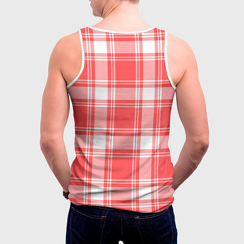 Мужская майка без рукавов Checked red white / 3D-Белый – фото 4