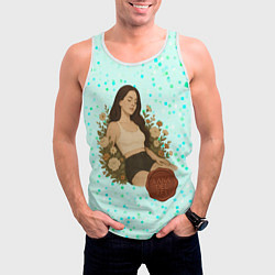 Майка-безрукавка мужская Lana Del Rey сидит в цветах, цвет: 3D-белый — фото 2