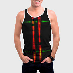 Майка-безрукавка мужская Neon black green circles, цвет: 3D-белый — фото 2