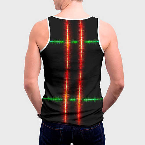 Мужская майка без рукавов Color black green red lines / 3D-Белый – фото 4