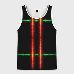 Майка-безрукавка мужская Color black green red lines, цвет: 3D-белый