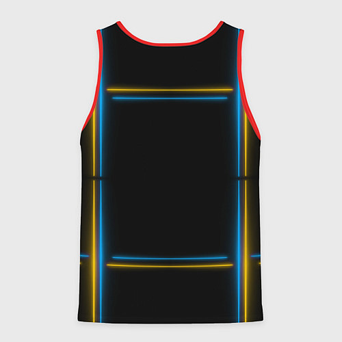 Мужская майка без рукавов Neon yellow light blue / 3D-Красный – фото 2