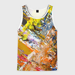 Майка-безрукавка мужская Живая Абстракция: Поток Цветов и Форм в Постоянном, цвет: 3D-белый