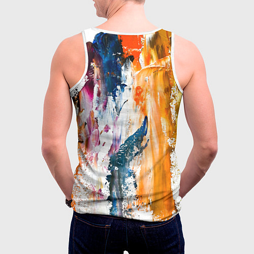 Мужская майка без рукавов Разноцветные мазки кисти на палитре художника / 3D-Белый – фото 4