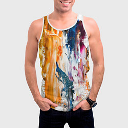 Майка-безрукавка мужская Разноцветные мазки кисти на палитре художника, цвет: 3D-белый — фото 2
