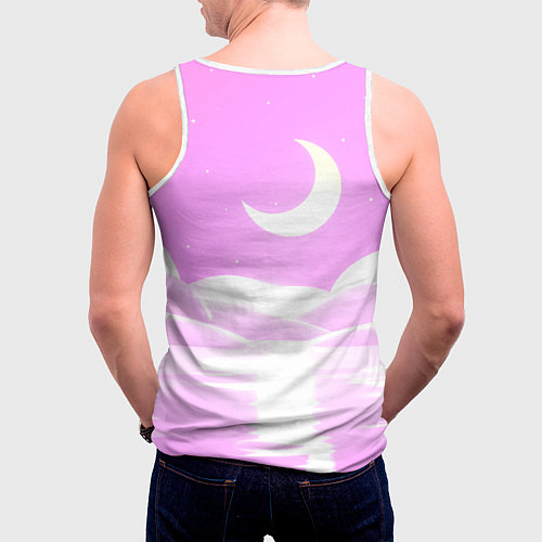 Мужская майка без рукавов Панда с мороженым качается на радуге / 3D-Белый – фото 4