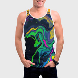 Майка-безрукавка мужская Разводы и переливы разноцветной краски, цвет: 3D-белый — фото 2