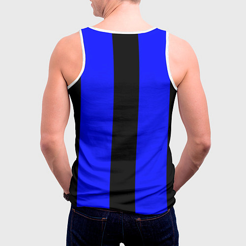 Мужская майка без рукавов Color blue black stripes / 3D-Белый – фото 4