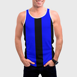 Майка-безрукавка мужская Color blue black stripes, цвет: 3D-белый — фото 2