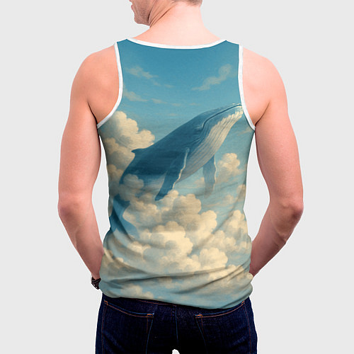 Мужская майка без рукавов Кит в облаках / 3D-Белый – фото 4