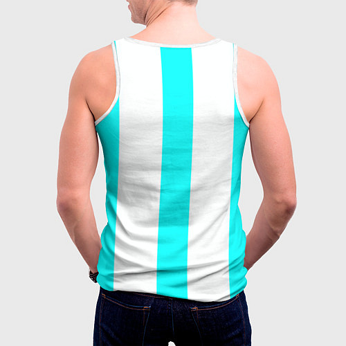 Мужская майка без рукавов Color light blue white lines / 3D-Белый – фото 4