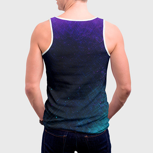 Мужская майка без рукавов Неоновый призрачный самурай / 3D-Белый – фото 4