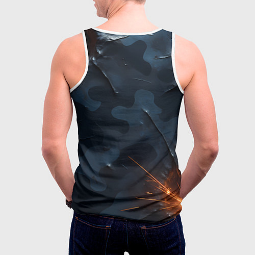 Мужская майка без рукавов ВМФ агрессивный медведь / 3D-Белый – фото 4