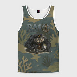 Майка-безрукавка мужская ВМФ волк пехотинец, цвет: 3D-белый