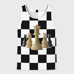 Мужская майка без рукавов Деревянные шахматные фигуры на доске
