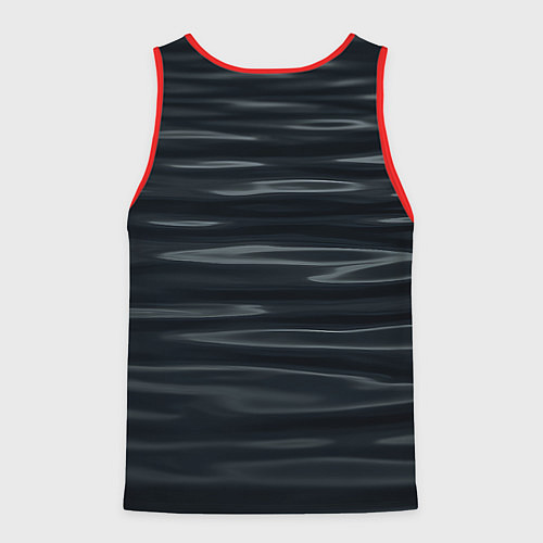 Мужская майка без рукавов Черная объемная текстура / 3D-Красный – фото 2