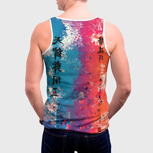 Мужская майка без рукавов Призрачный самурай - краски / 3D-Белый – фото 4