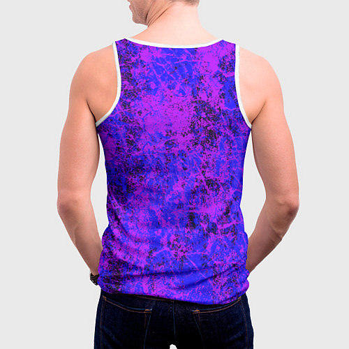 Мужская майка без рукавов Призрак самурай - неоновые краски / 3D-Белый – фото 4