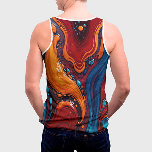 Мужская майка без рукавов Пламя и синева / 3D-Белый – фото 4