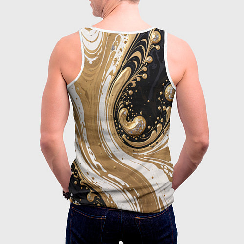 Мужская майка без рукавов Черный агат и жидкое золото / 3D-Белый – фото 4