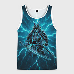 Майка-безрукавка мужская Демонический электросамурай, цвет: 3D-белый